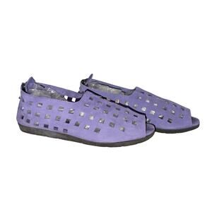 Arche France Purple Nubuck Suede Cutout Peep Toe Sandals Flat Size 39 NWOB